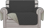 Easy-Going Reversible Chair Cover Washable Sofa Cover for Dogs Water Resistant Couch Slipcover Furniture Protector Cover with Adjustable Straps for Pets (Chair 30 in, Dark Gray/Beige)