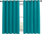 NICETOWN Thermal Insulated Peacock Teal Blackout Curtains for Bedroom, Window Treatment Solid Grommet Room Darkening Drape Panels for Bedroom (Set of 2, 70 by 63 inches Long)
