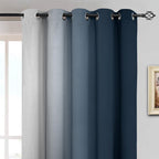 Yakamok Ombre Curtains Navy Blue and Greyish White for Living Room,70Wx84L