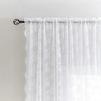 YJ YANJUN Vintage Lace Curtains 102 Inches Long-Victorian Floral Pattern Boho White Sheer Curtain Panels for Living Room Bedroom,Light Filtering, Country Cottage Core Drapes 2 Panels 52W x 102L