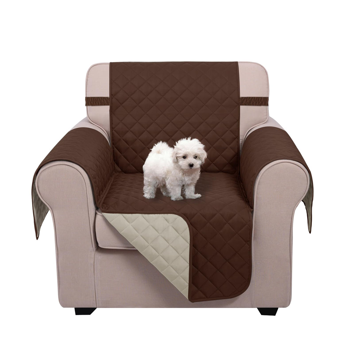 U-NICE HOME Futon Sofa Covers 68''Armless Couch Cover, Brown/Beige