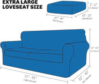 XINEAGE New 3 Pieces Couch Covers for 2 Extra Large Cushion Sofa Super Stretch Sofa Cover for 2 Large Seat Universal Loveseat Slip Cover for Living Room (Peacock Blue), 71"-91"(2 Cushions)
