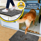 Muddy Mat® | Super Water Absorbent Door Mat Indoor, Microfiber Quick Dry Chenille Entryway Rug, Slip Resistant Front Door Mat, Indoor Mats for Entryway, Machine Washable Pet Rug, Grey 24"x36"