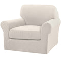 Turquoize 2 Piece Chair Covers for Living Room Armchair Couch Cover with Individual Cushion Covers Furniture Cover for Chairs Feature Jacquard Fabric (Chair, Ivory)