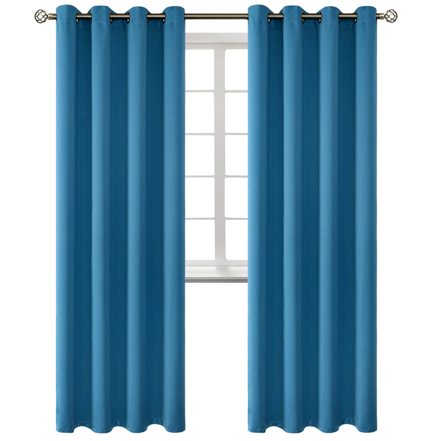 BGment Steel Blue Blackout Curtains for Living Room 84 Inch Long - 2 Panels
