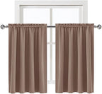 DWCN Blackout Curtains for Living Room Thermal Insulated, Energy Saving & Noise Reducing Bedroom Curtains, Khaki, W 52x L 36 Inch, Set of 2 Rod Pocket Curtain Panels