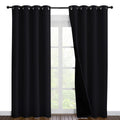 NICETOWN High-End Thermal Curtains, Full Blackout Curtains 86 inches Long for Dining Room, Soundproof Window Treatment Drapes for Hall Room, Black, 55 inches Wide Per Panel, Set of 2 Panels
