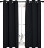 NICETOWN Blackout Draperies Window Curtain Panels, Autumn/Winter Thermal Insulated Solid Grommet Blackout Curtains/Drapes for Cafe (Set of 2, 34 inches by 54 inches, Black)