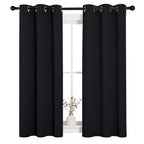 NICETOWN Blackout Draperies Window Curtain Panels, Autumn/Winter Thermal Insulated Solid Grommet Blackout Curtains/Drapes for Cafe (Set of 2, 34 inches by 54 inches, Black)
