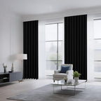 CUCRAF Black Blackout Curtains 90 inch Length 2 Panels Set, Rod Pocket Room Darkening Drapes for Bedroom Living Room, Insulated Thermal Light Blocking Window Curtain (W52 x L90 Inch)