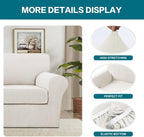 Turquoize 2 Piece Chair Covers Armchair Slipcovers for Living Room Armchair Sofa Cover with Individual Cushion Covers Feature Jacquard Fabric (Chair, Porcelain)