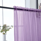 SpaceDresser Sheer Voile Window Treatment Rod Pocket Curtain Panels for Kitchen Bedroom Living Room Drapes Sunlight Filtering Privacy Semi Home Decor Assorted (Lavender, 52 W x 63 L)