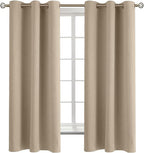 BGment Blackout Curtains - Grommet Thermal Insulated Room Darkening Bedroom and Living Room Curtains, Set of 2 Panels (42 x 63 Inch, Sand)