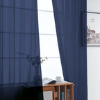 SpaceDresser Sheer Voile Window Treatment Rod Pocket Curtain Panels for Kitchen Bedroom Living Room Drapes Sunlight Filtering Privacy Semi Home Decor Assorted Colors Sizes (Navy, 52 W x 54 L)