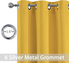 Yakamok Blackout Curtains Room Darkening Thermal Insulated Window Panels,Solid Grommet Top Drapes for Bedroom/Living Room(42Wx84L, Mustard Yellow, 2 Panels)