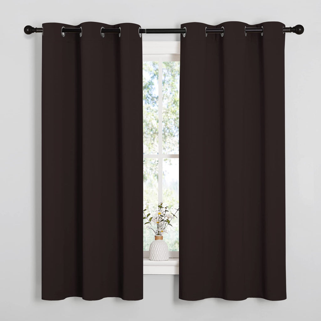 NICETOWN Blackout Curtain Panels for Bedroom Window, Triple Weave Microfiber Energy Saving Thermal Insulated Solid Grommet Blackout Draperies and Drapes (1 Pair, 34 inches by 63 Inch, Toffee Brown)