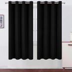 LEMOMO Blackout Curtains 66 x 72 Inch Long Black Curtains Set of 2 Panels Room Darkening Curtains for Bedroom and Living Room