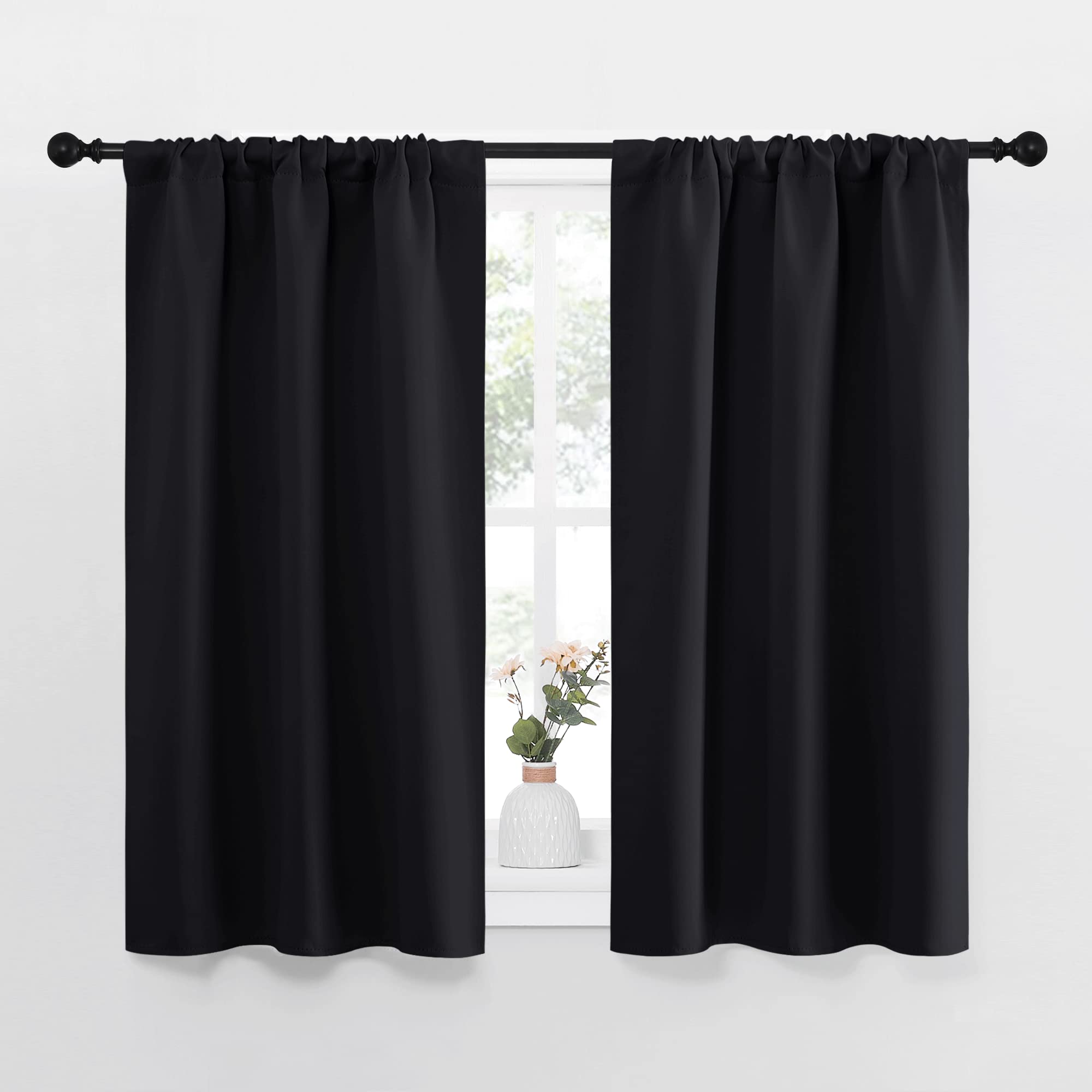 NICETOWN Black Out Curtain Panels for Kitchen - Energy Smart Decoration Thermal Insulating Blackout Drapes/Draperies for Small Window (2 Panels, 34 inches Wide by 40 inches Long)