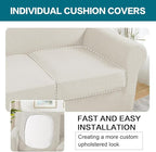 Turquoize 4 Piece Sofa Covers for 3 Cushion Couch Sofa Slipcover Soft Couch Cover for Dogs-Washable Sofa Furniture Covers with 3 Individual Large Cushion Covers (XL Sofa, Cream)