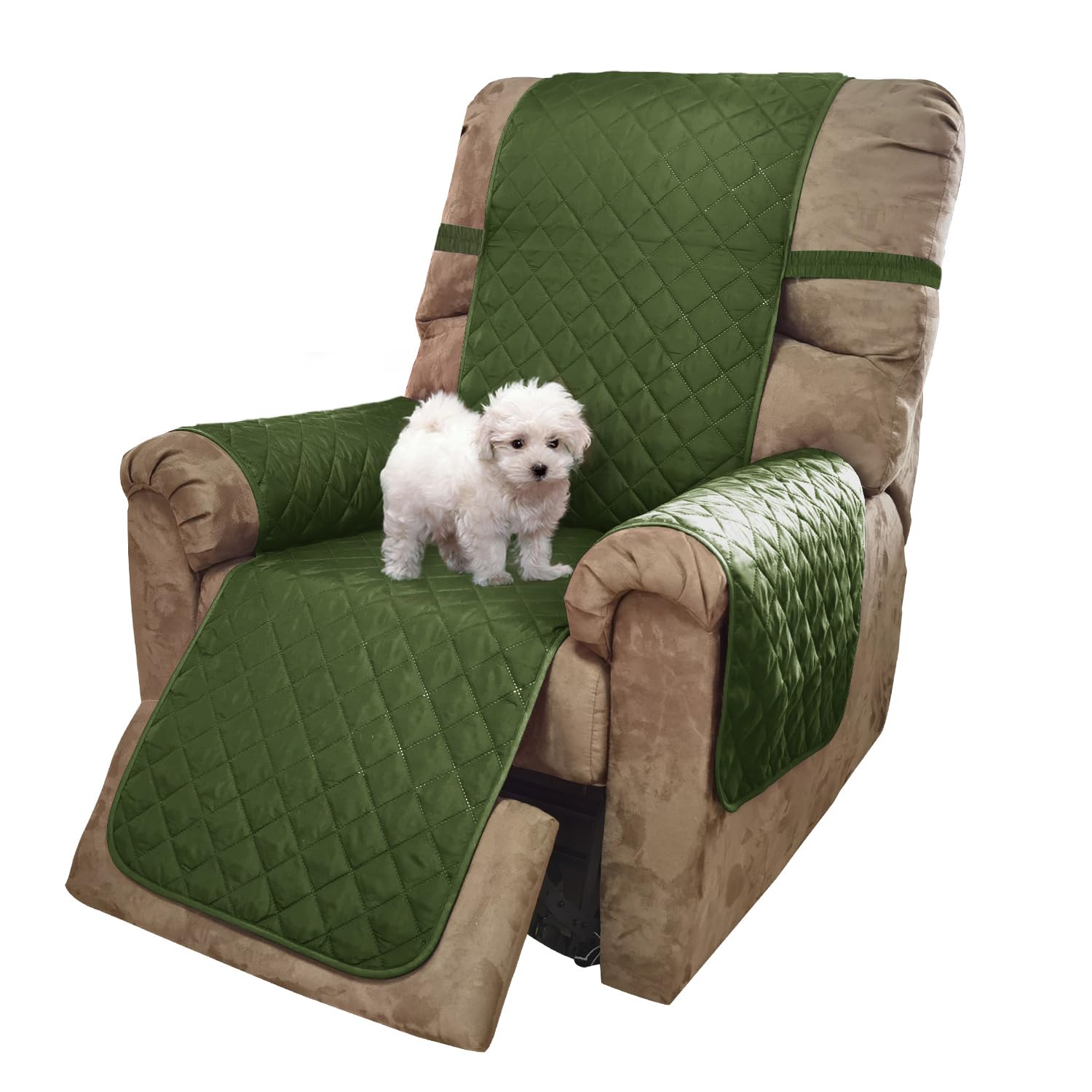 U-NICE HOME Reversible 23''Recliner Small Chair Cover, Huntergreen/Sage