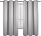 LEMOMO Light Grey Blackout Curtains 42 x 63 Inch Length/Set of 2 Curtain Panels/Thermal Insulated Room Darkening Blackout Curtains for Bedroom
