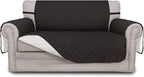 Easy-Going Reversible Loveseat Couch Cover for 2 Cushion Couch Sofa Cover for Dogs Water Resistant Furniture Protector with Foam Sticks Elastic Straps for Pet (Loveseat, Chocolate/Ivory)