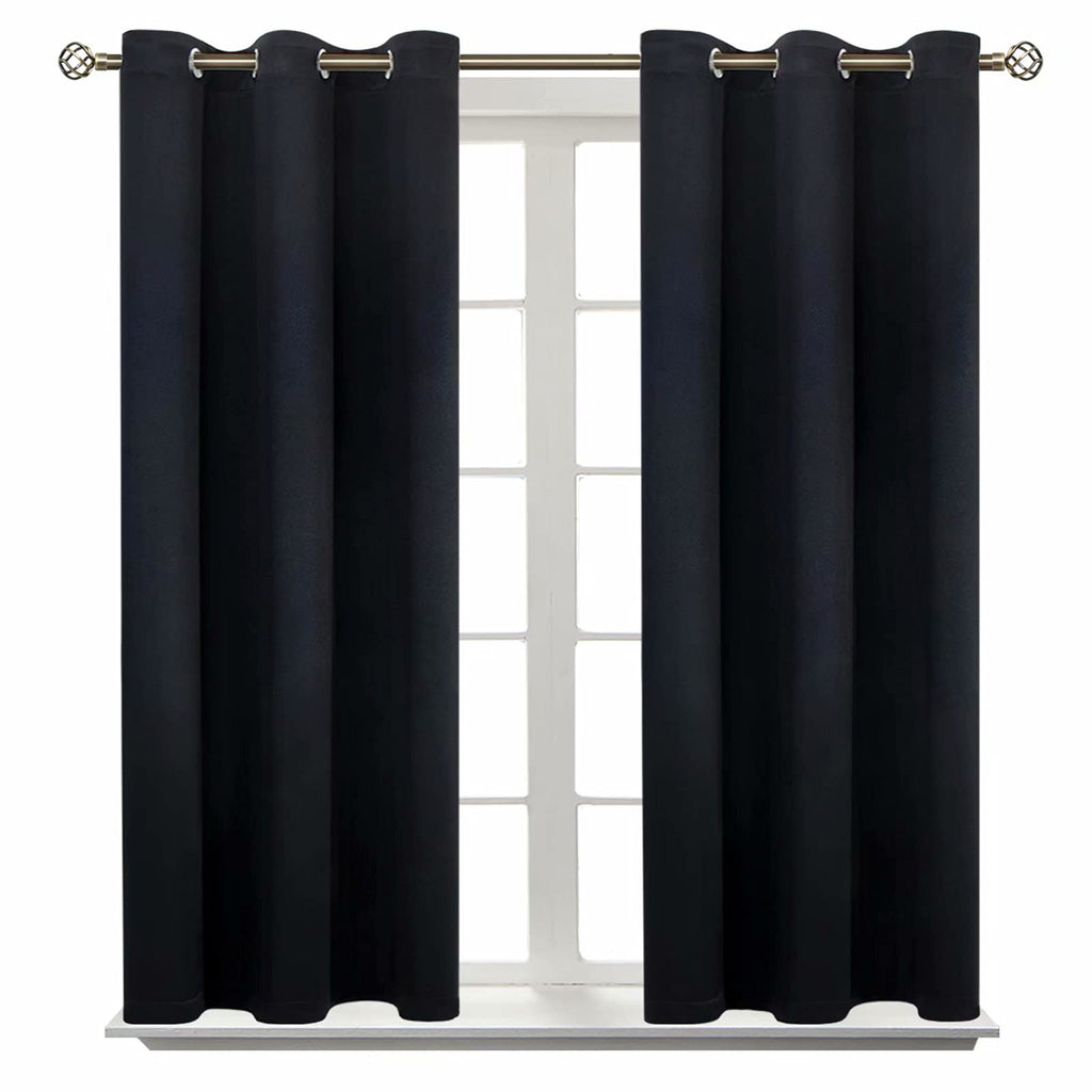 BGment Short Curtains for Small Window 54 Inch Long - Black 2 Panels