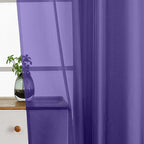 Purple Small Sheer Curtains Tier 24 Inches Length 2 Pieces, Light Filtering Cafe Curtains Sheers for Living Room Bathroom, Modern Window Treatments Dual Rod Pocket Panels, 2X42Wx24L Inches