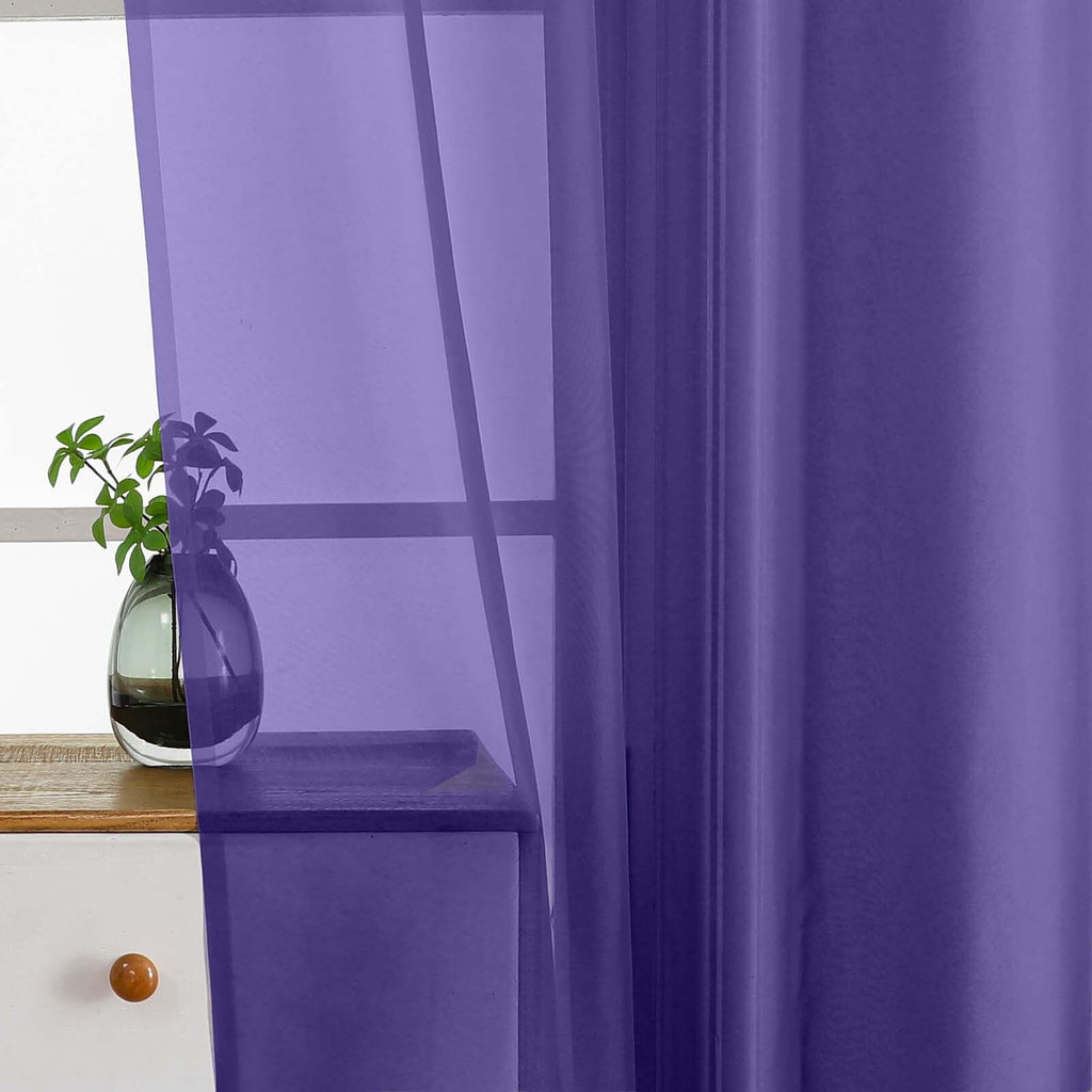 Ebesto Purple Small Sheer Curtains 2 Panels Set, Kitchen Curtains 36 Inch Length, Elegant Light Filtering Short Window Drapes for Living Room Bedroom, Dual Rod Pocket Design, 2x42Wx36L Inches