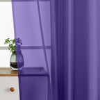 Ebesto Purple Valances for Windows 14 inch Length 2 Panels Set, Small Voile Sheer Curtains for Bathroom, Soft Fabric Lightweight Light Filtering Kitchen Curtains, Dual Rod Pocket, 2x42Wx14L Inches