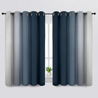 SimpleHome Ombre Room Darkening Curtains for Living Room, Light Blocking Gradient Navy Blue to Greyish White Thermal Insulated Grommet Window Curtains/Drapes for Bedroom, 2 Panels, 70x63 inches Length