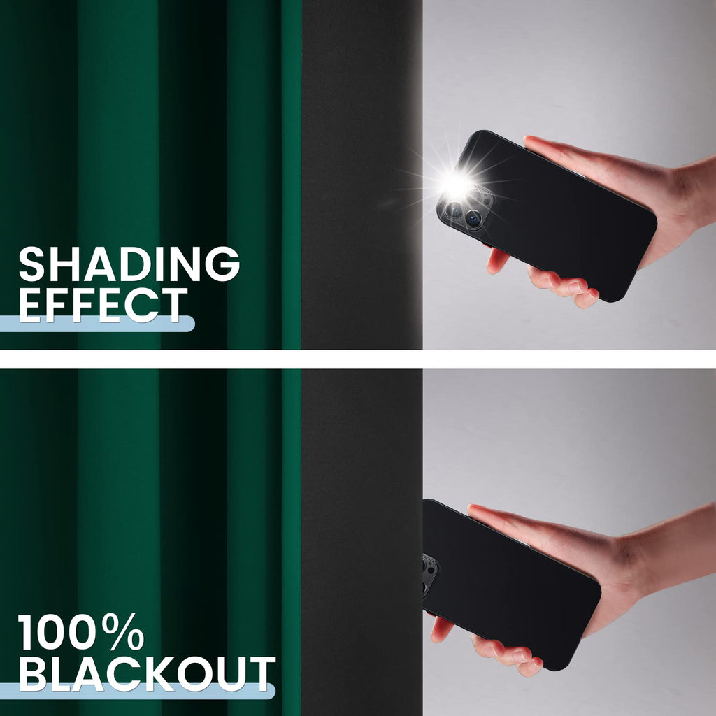 SimpleHome Dark Green 100% Blackout Curtains Room Darkening Living Room 63