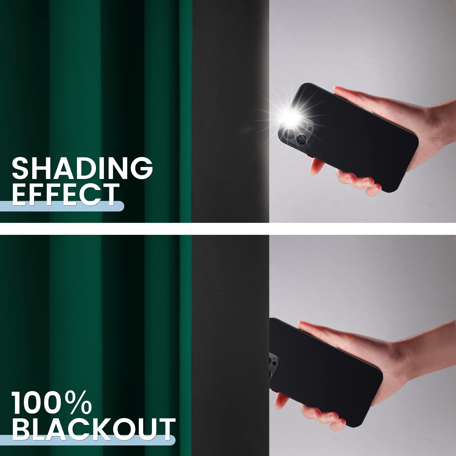 SimpleHome Dark Green 100% Blackout Curtains Room Darkening Living Room 72