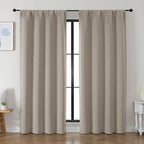 Simplebrand Ava Stone Blackout Curtains for Bedroom 84 Inch Length 2 Panels Set, Solid Thermal Insulated Privacy Living Room Window Treatment Curtains Blackout Drapes, W50 x L84 Inch, Stone