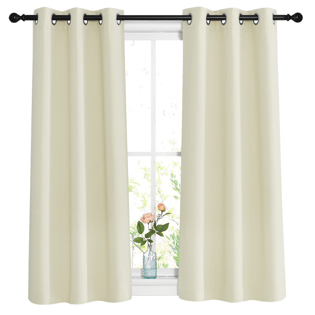 NICETOWN Room Darkening Curtains and Drapes 54 inch Long - Grommet Energy Saving Thermal Insulated Light Blocking Window Treatments for Bedroom (Beige, 1 Pair, W37 x L54)