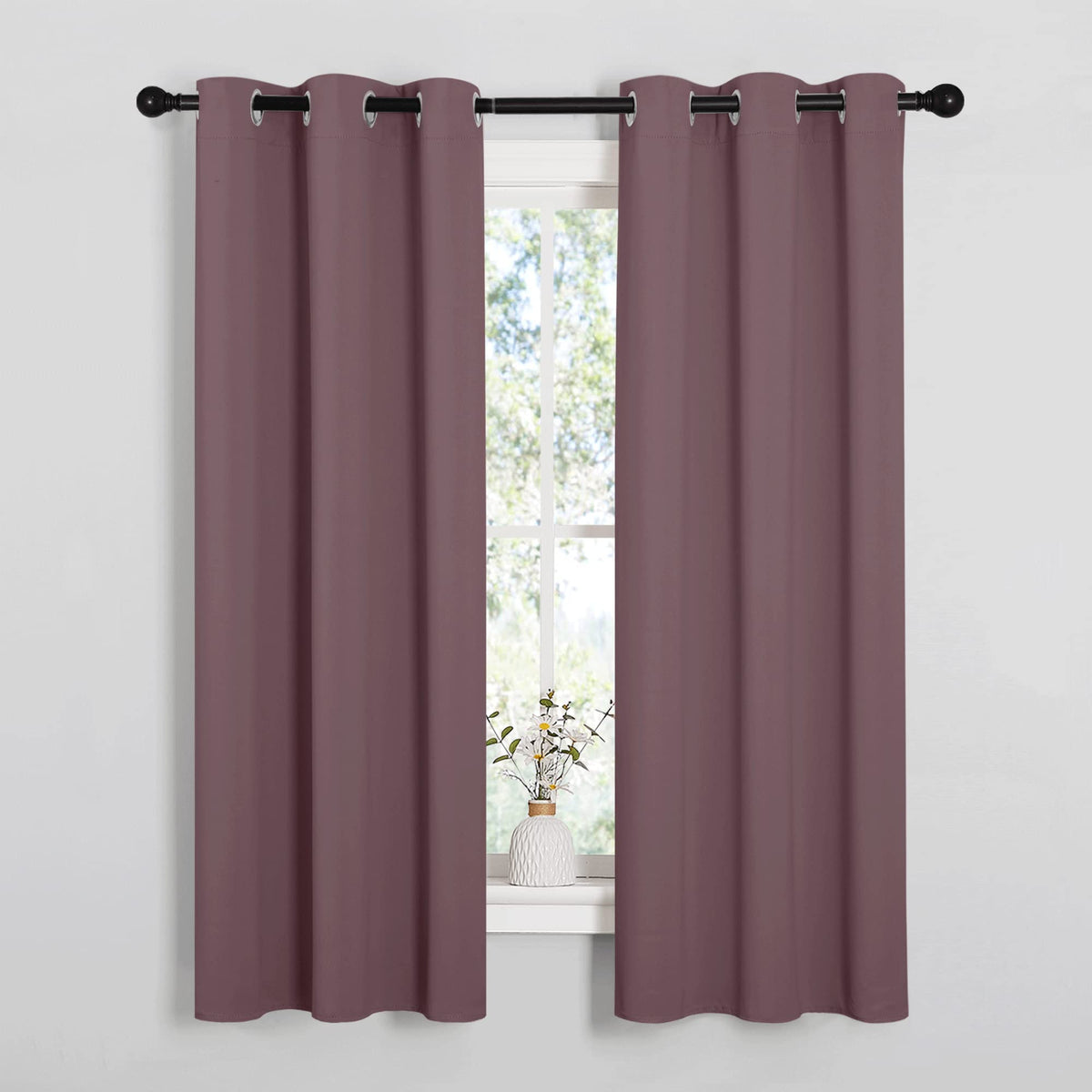 NICETOWN Black Blackout Curtains for Living Room 34" w x 63" L 2 Panels