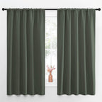 NICETOWN Bedroom Curtains Blackout Draperies - All Season Thermal Insulated Solid Rod Pocket Top Blackout Curtains/Drapes for Kid's Room (Dark Mallard, 1 Pair, 52 x 63 Inch)