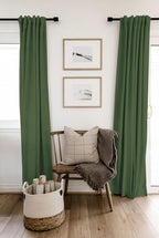 100% Blackout Shield Linen Blackout Curtains for Bedroom 102 Inches Long, Back Tab/Rod Pocket Living Room Drapes, Thermal Insulated Blackout Curtains 2 Panels Set, 50" W x 102" L, Moss Green