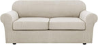 H.VERSAILTEX 3 Piece Stretch Sofa Covers for 2 Cushion Sofa Couch Covers for Living Room Sofa Slipcovers (Base Cover Plus 2 Seat Cushion Covers) Thicker Jacquard Fabric(Large Sofa, Island Fossi)