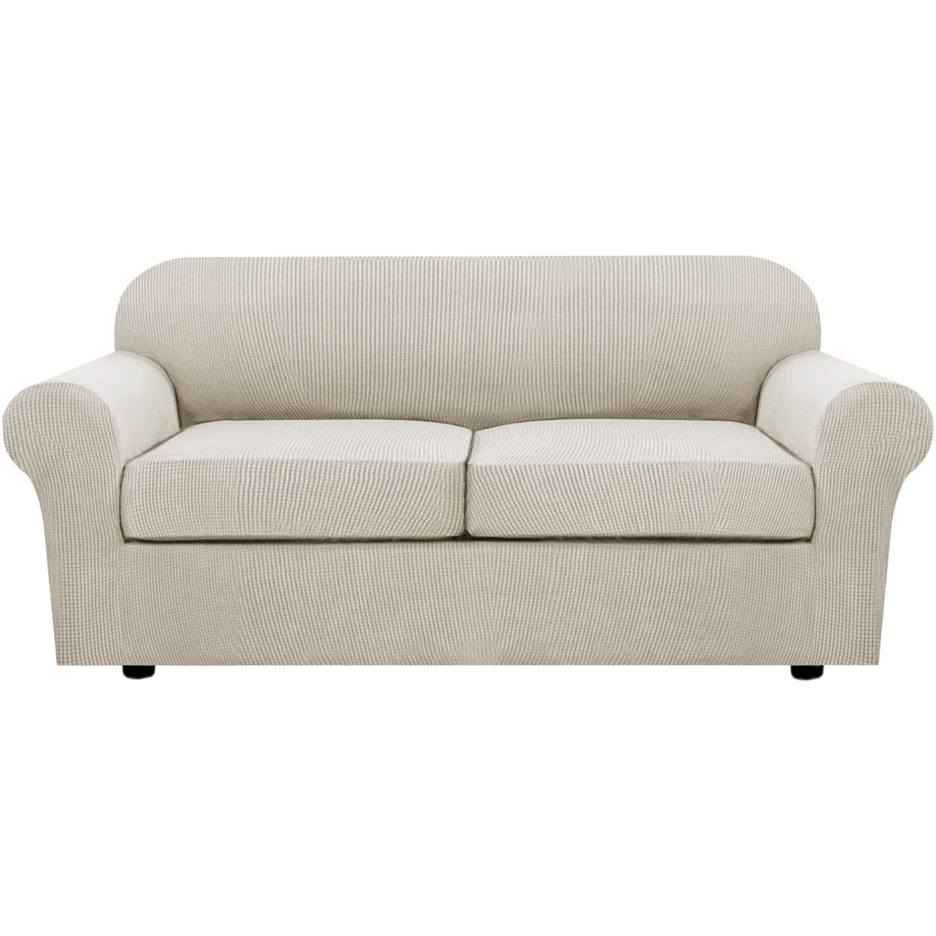 H.VERSAILTEX 3 Piece Stretch Sofa Covers for 2 Cushion Sofa Couch Covers for Living Room Sofa Slipcovers (Base Cover Plus 2 Seat Cushion Covers) Thicker Jacquard Fabric(Large Sofa, Island Fossi)