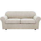H.VERSAILTEX 3 Piece Stretch Sofa Covers for 2 Cushion Sofa Couch Covers for Living Room Sofa Slipcovers (Base Cover Plus 2 Seat Cushion Covers) Thicker Jacquard Fabric(Large Sofa, Island Fossi)