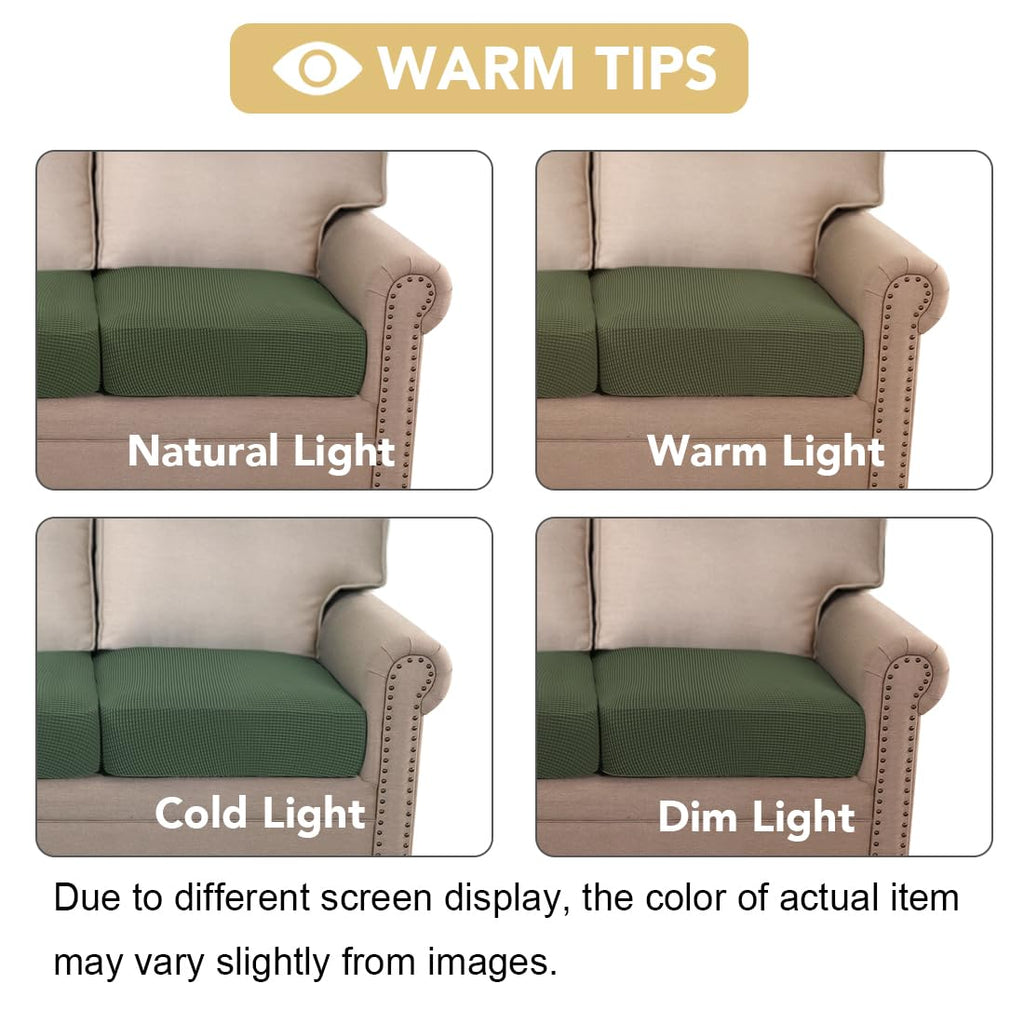 H.VERSAILTEX Super Stretch Individual Seat Cushion Covers Sofa Covers Couch Cushion Covers Slipcover Sets Thick Jacquard Textured Twill Fabric (2 Piece Large Sofa Cushion Covers, Bronze Green)