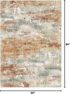 Area Rugs 5x7 for Living Room Bedroom, Modern Abstract Machine Washable Rug, Soft Low Pile Floor Cover with Non Slip Backing for Dining Room, Orange Green