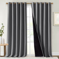 NICETOWN Total Shade Curtains and Draperies, Heavy-Duty Full Light Shading Drapes with Black Liner Backing for Villa/Hall/Dorm Window（Gray, Package of 2 Panels, 70 inches Wide x 95 inches Long