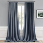 MIULEE Stone Blue Back Tab Blackout Curtains 52x120 Inch Long 2 Panels Set