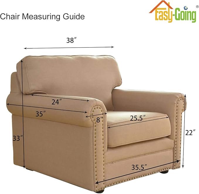 Easy-Going Stretch Chair Slipcover with Arm Washable Navy