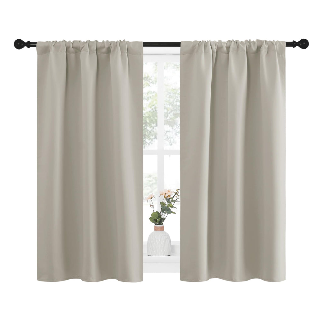 NICETOWN Blackout Curtains for Living Curtains, Room Darkening Window Curtain Panels, Easy-Care Solid Thermal Insulated Draperies/Drapes for Daughter Room (Natural, 2 Panels, 29 by 40)