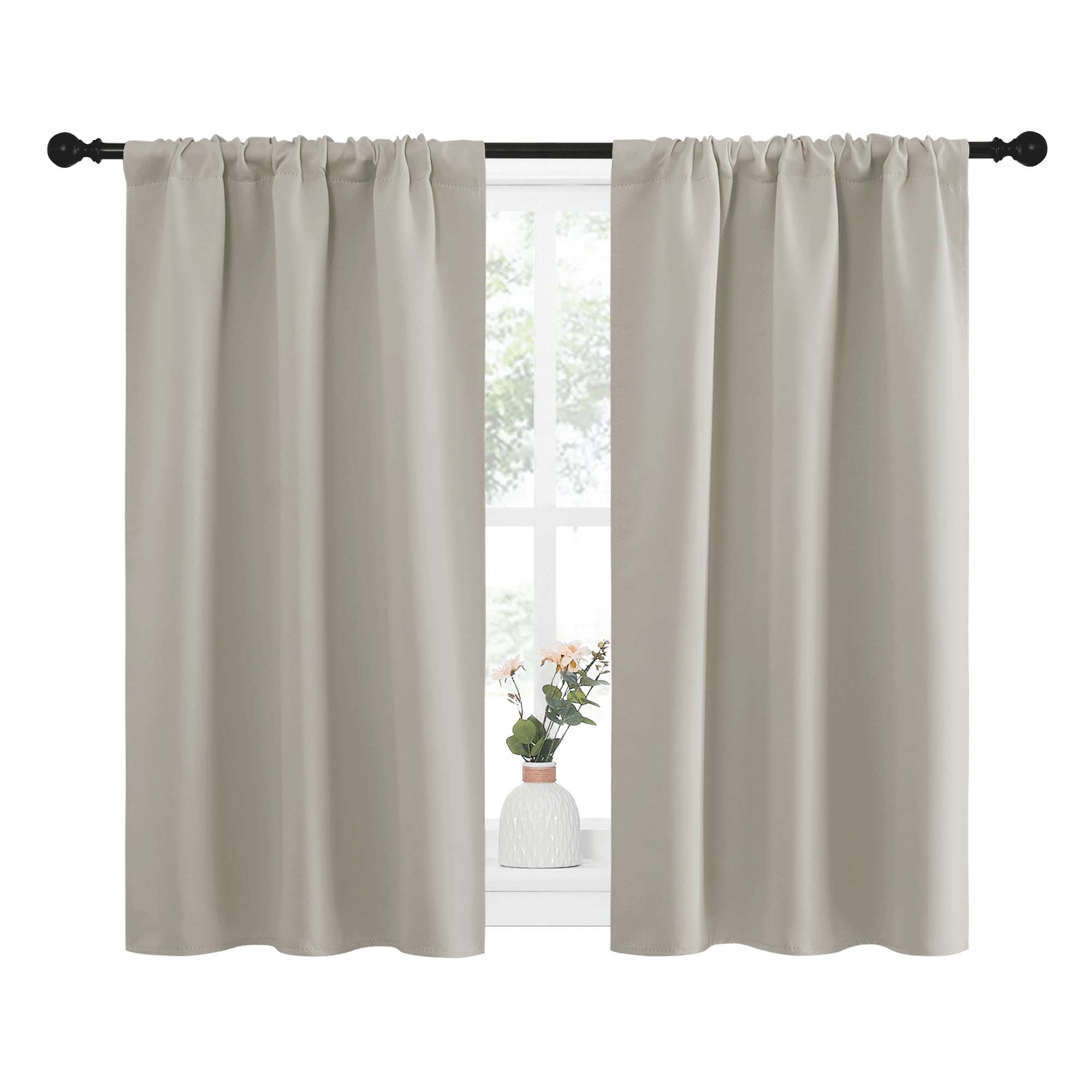 NICETOWN Blackout Curtains for Living Curtains, Room Darkening Window Curtain Panels, Easy-Care Solid Thermal Insulated Draperies/Drapes for Daughter Room (Natural, 2 Panels, 29 by 40)