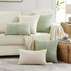 Fancy Homi 2 Packs Cream Euro Decorative Throw Pillow Covers 26x26 Inch for Living Room Couch Bed, Rustic Farmhouse Boho Home Decor, Soft Corss Corduroy Patchwork Textured Square Cushion Case 66x66 cm