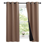 NICETOWN Cappucciono Kitchen Full Blackout Short Curtain Panels, Super Thick Insulated Window Covers, Keeping Out Cold Air and Heat 100% Blackout Blinds with Black Liner (Set of 2, 37 by 63-inch)
